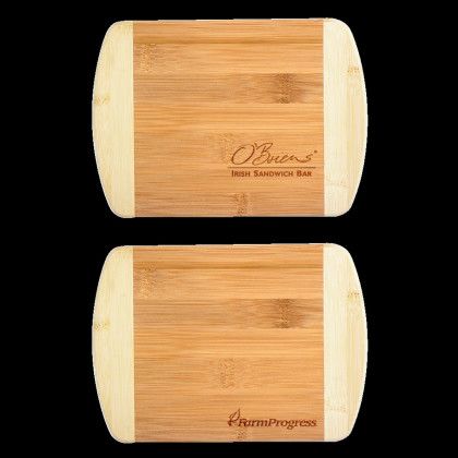 Custom Two-Tone Bar 8" x 5-3/4" Bamboo Cutting Board - Natural Custom Two-Tone Bar 8" x 5-3/4" Bamboo Cutting Board - Natural