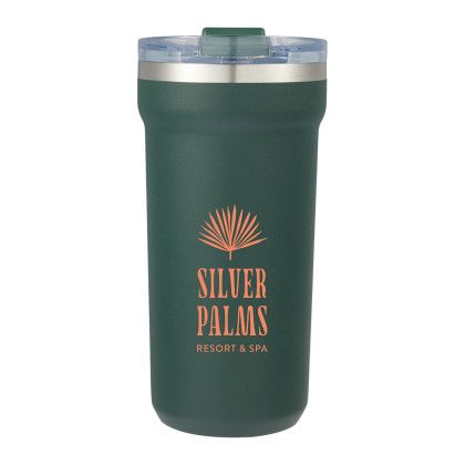 Custom Catone 20 oz Recycled Vacuum Tumbler with Slider Lid - Green - Front View