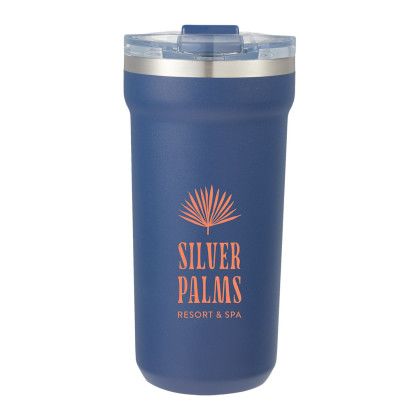 Custom Catone 20 oz Recycled Vacuum Tumbler with Slider Lid - Navy - Front View