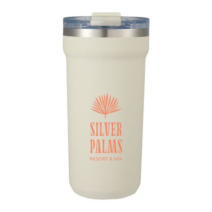 Custom Catone 20 oz Recycled Vacuum Tumbler with Slider Lid - Taupe - Front View