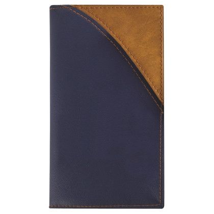 Custom 2 Tone Vinyl Designer Series Barcelona Planner - Tally Book - Brown with Navy Blue