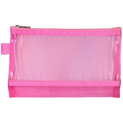 Custom The Net Tote Cosmetic Bag - Pink with Clear