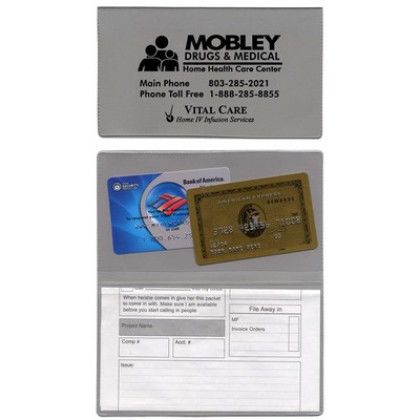 Custom Card Case with 2 Clear Pockets With Imprint 5.25" W x 3" H - Gray 