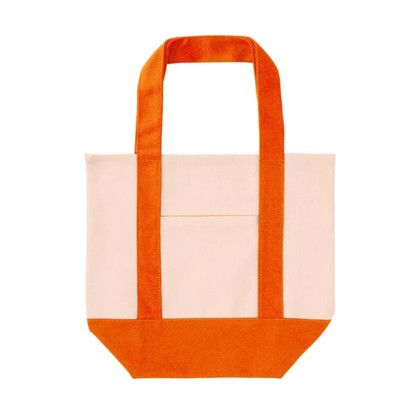 Custom Mini TJ Dual Pocket Canvas Tote - Orange Front View Custom Mini TJ Dual Pocket Canvas Tote - Orange Front View