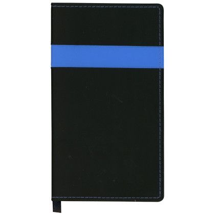 Custom Joliett Series Soft Cover 2 Tone Vinyl Weekly Planner with Map / 1 Color - Black with Blue