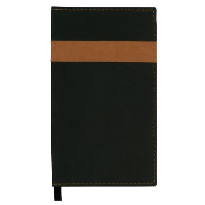 Custom Joliett Series Soft Cover 2 Tone Vinyl Weekly Planner with Map / 1 Color - Black with Tan