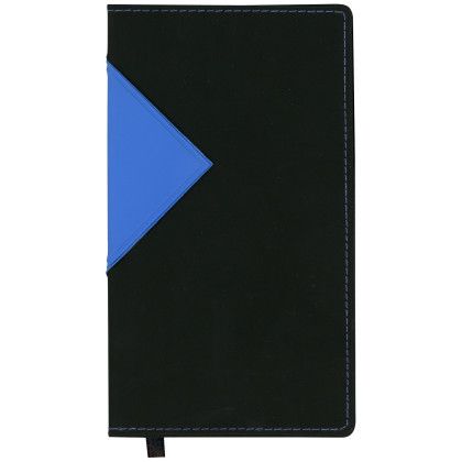 Custom Keystone Series Soft Cover 2 Tone Vinyl Weekly Planner w/ Map / 1 Color - Black/Blue 
