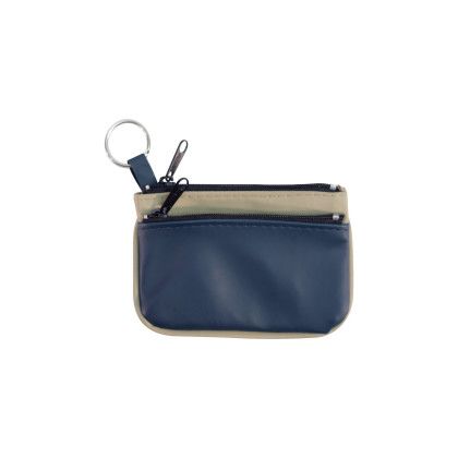 Custom The Twin Zip Purse - Navy blue with Khaki Beige Custom The Twin Zip Purse - Navy blue with Khaki Beige