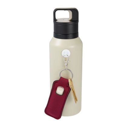 Custom Lip Balm Holder Bottle Charm - Maroon Lifestyle View Custom Lip Balm Holder Bottle Charm - Maroon Lifestyle View