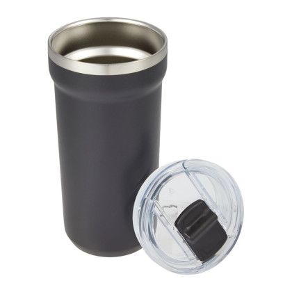 Custom Catone 20 oz Recycled Vacuum Tumbler with Slider Lid - Black - Open View