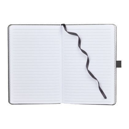 Custom 5.5" x 8.5" FSC Mix Chelsea Bound Journal - Gray - Open View