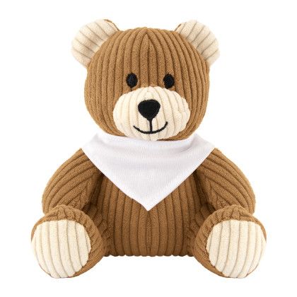 Custom 6" Barry Corduroy Bear with Bandana - Brown with Cream