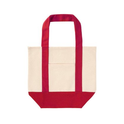 Custom Mini TJ Dual Pocket Canvas Tote - Red Front View Custom Mini TJ Dual Pocket Canvas Tote - Red Front View