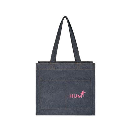 Custom Recycled Cotton Pocket Tote - AWARE - Indigo Denim Custom Recycled Cotton Pocket Tote - AWARE - Indigo Denim