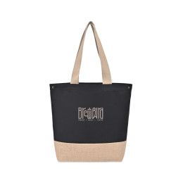 Custom Recycled Cotton Canvas Jute Tote - AWARE - Black
