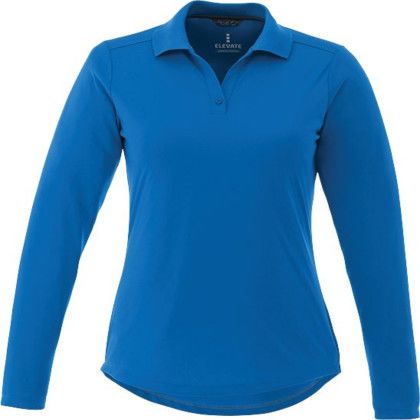 Custom White MORI Long Sleeve Polo Shirt On Model Custom White MORI Long Sleeve Polo Shirt On Model