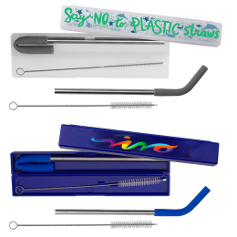 Custom Stainless Steel Metal Straw Set - Full Color - All Colors 