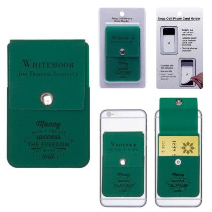 Custom Snap Cell Phone Card Holder with Packaging - Green Custom Snap Cell Phone Card Holder with Packaging - Green