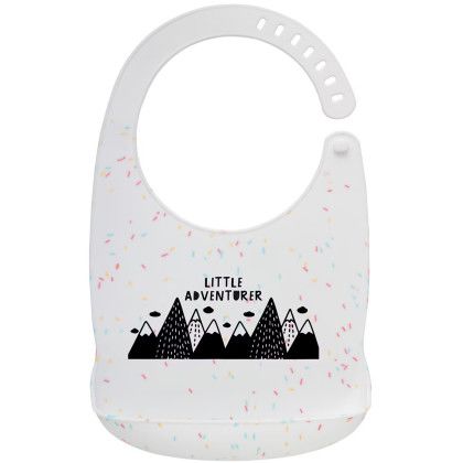 Custom Colored Silicone Baby Bib - White Multicolor Sprinkles