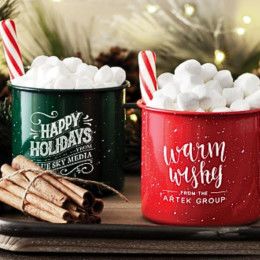 Custom 16 oz. Campfire Mug - Red & Green - In Use Custom 16 oz. Campfire Mug - Red & Green - In Use