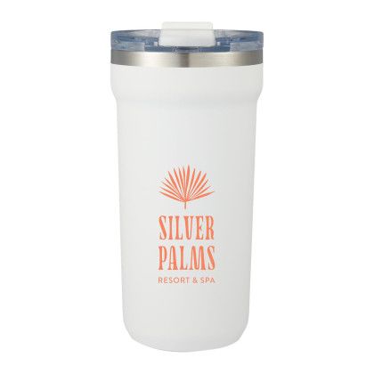 Custom Catone 20 oz Recycled Vacuum Tumbler with Slider Lid - White - Front View