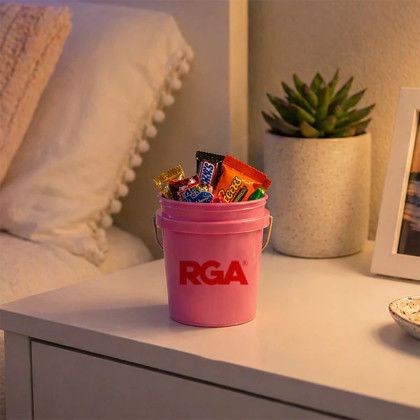 Custom Mini Bucket - Navy - Pink - With Lid - Lifestyle