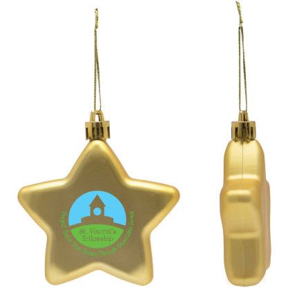 Custom Promotional Star Ornament - Custom Holiday Gifts - Gold