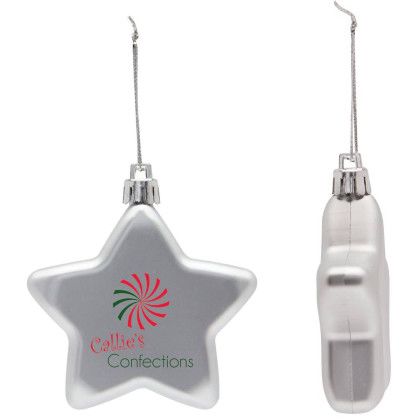 Custom Promotional Star Ornament - Custom Holiday Gifts - Silver