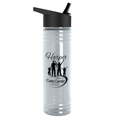 Custom 24 Oz. Slim Fit UpCycle RPET Bottles With Flip Straw Lid - Clear