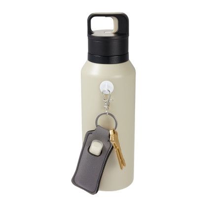 Custom Lip Balm Holder Bottle Charm - Gray Lifestyle View Custom Lip Balm Holder Bottle Charm - Gray Lifestyle View