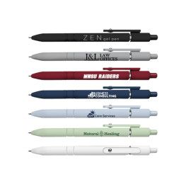 Custom ZEN Black Ink Soft Touch Rubberized Hybrid Ink Gel Pen with Fidget Ball Clip - All Colors Custom ZEN Black Ink Soft Touch Rubberized Hybrid Ink Gel Pen with Fidget Ball Clip - All Colors