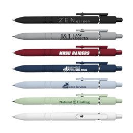 Custom ZEN Blue Ink Soft Touch Rubberized Hybrid Ink Gel Pen with Fidget Ball Clip - All Colors Custom ZEN Blue Ink Soft Touch Rubberized Hybrid Ink Gel Pen with Fidget Ball Clip - All Colors