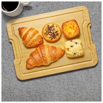 Custom Flip, Serve & Store Board - Rectangle - Natural - In use Custom Flip, Serve & Store Board - Rectangle - Natural - In use