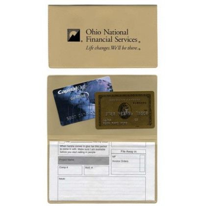 Custom Card Case with 2 Clear Pockets With Imprint 5.25" W x 3" H - Bone White  