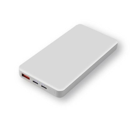Custom UL Certified 10,000 mAh Power Bank - White - Back View