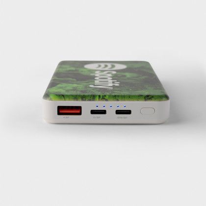 Custom UL Certified 10,000 mAh Power Bank - White - Port close up View