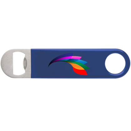 Custom Color Wrapped Classic Paddle Bottle Opener - Full Color - Silver/Blue 