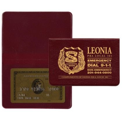 Custom Executive Vinyl Fold Over Card Cases with Two Clear Pockets - Wine Crush Red Custom Executive Vinyl Fold Over Card Cases with Two Clear Pockets - Wine Crush Red