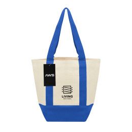 Custom AWS Mini Starboard 10 oz. Recycled Cotton Canvas Tote Bag - Natural with Royal Blue Custom AWS Mini Starboard 10 oz. Recycled Cotton Canvas Tote Bag - Natural with Royal Blue
