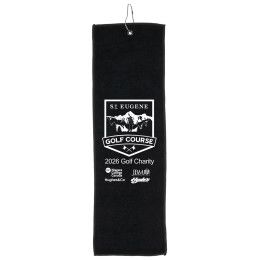 Custom "SLIMMER" Recycled Golf Towel - 6" x 22" - Black Custom "SLIMMER" Recycled Golf Towel - 6" x 22" - Black