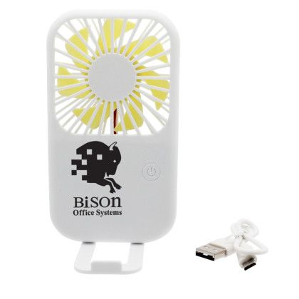 Custom Portable Fan with Phone Holder - White Custom Portable Fan with Phone Holder - White
