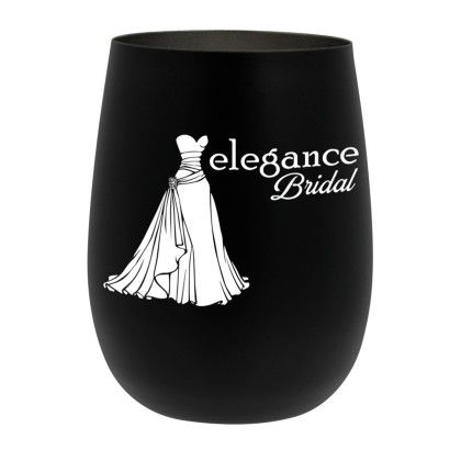 Custom 12 oz. Recycled Stainless Wine Glass - Black Custom 12 oz. Recycled Stainless Wine Glass - Black