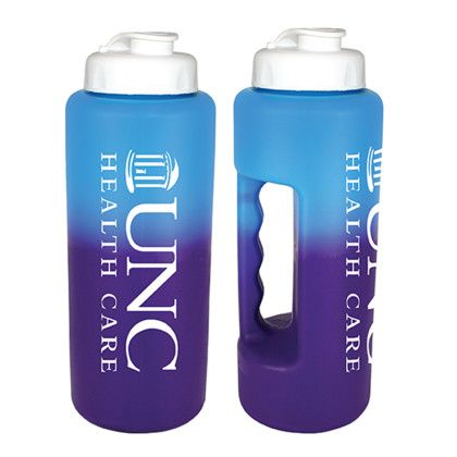 Custom 32 oz. Mood Grip Bottle with Flexible Straw - Blue with Purple