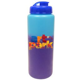 Custom 32 oz. Mood Sports Bottle with Flip Top Cap and Full Color Digital Imprint - Blue with Purple Custom 32 oz. Mood Sports Bottle with Flip Top Cap and Full Color Digital Imprint - Blue with Purple