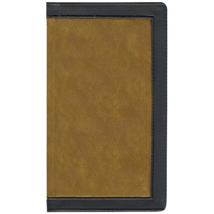 Custom 2 Tone Vinyl Cover Monthly Planner w/ 2 Color Insert - Almond beige with Black - Front View