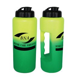 Custom 32 oz. Mood Grip Bottle with Flip Top Cap - Yellow with Green Custom 32 oz. Mood Grip Bottle with Flip Top Cap - Yellow with Green