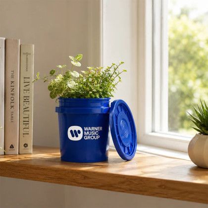 Custom Mini Bucket - Navy - With Lid - Lifestyle