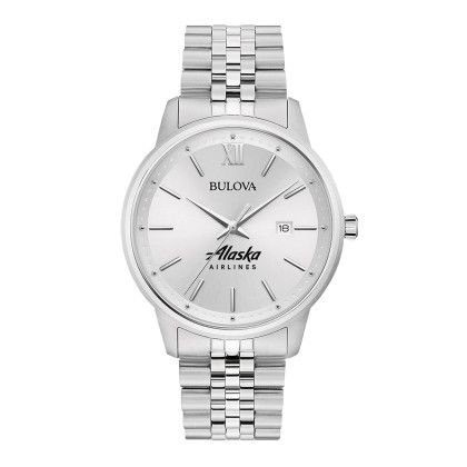 Custom Bulova Corporate Exclusive Classic Men's Bracelet Strap Watch - Silver Custom Bulova Corporate Exclusive Classic Men's Bracelet Strap Watch - Silver