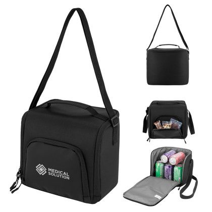 Custom Benton rPET 8 Can Cooler Bag - Black Custom Benton rPET 8 Can Cooler Bag - Black