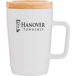 Custom 14 oz Sonder Glossy White Bamboo Lid Ceramic Mug Custom 14 oz Sonder Glossy White Bamboo Lid Ceramic Mug